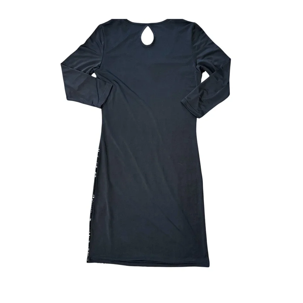Roper Black Sequin Floral Swirl 3/4 Sleeve Keyhole Dress Women's‎ S Cowgirl